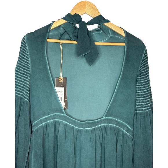 Sea Gypsies By Lost Hey Sunshine Dress Teal Green Boho Mock Neck Size Small NWT - Picture 7 of 13